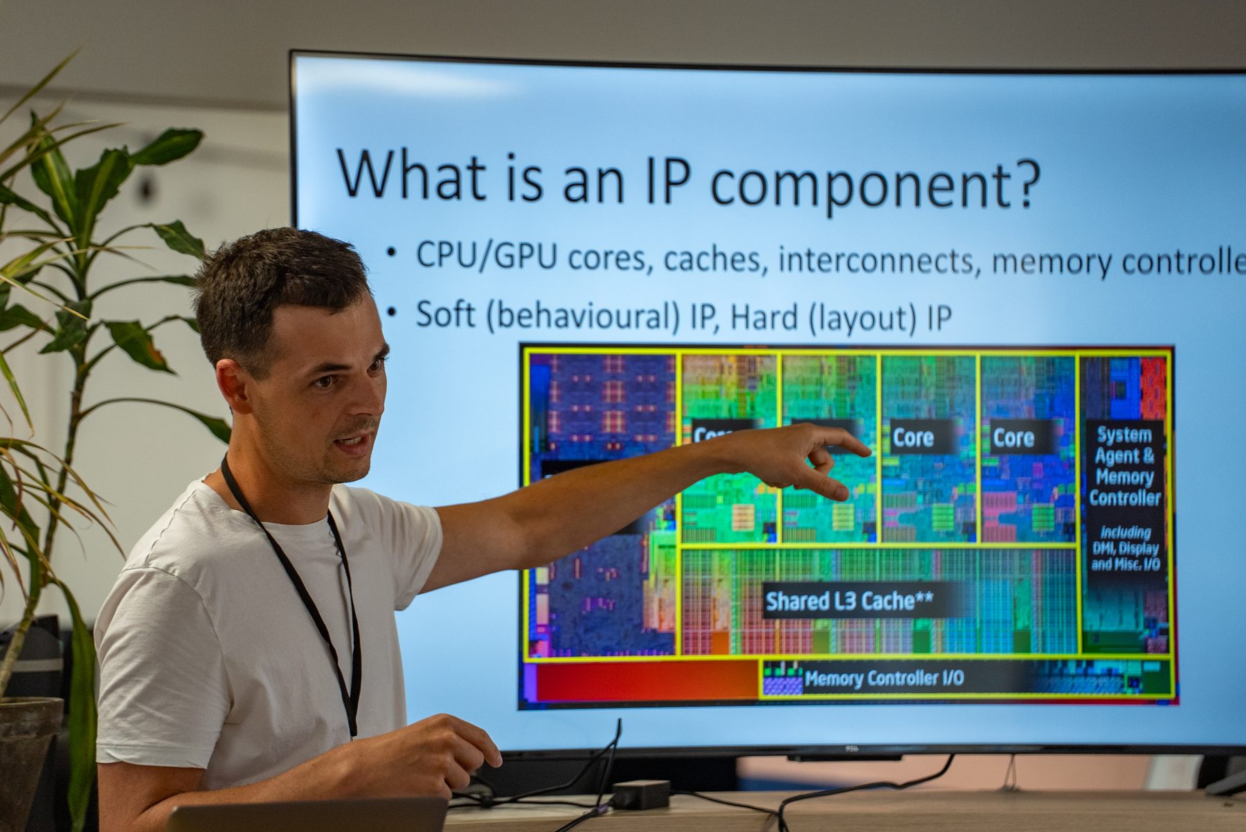 A resident giving a chip IP and RTL verification talk