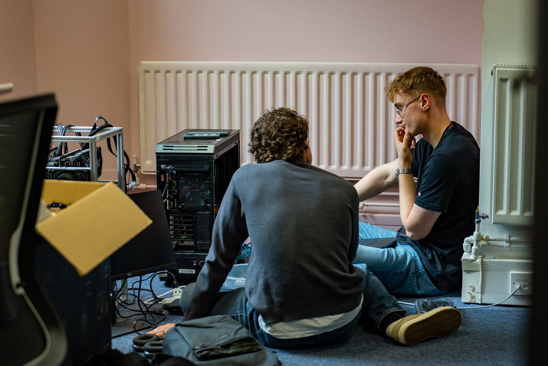 Participants working around the programme testbed