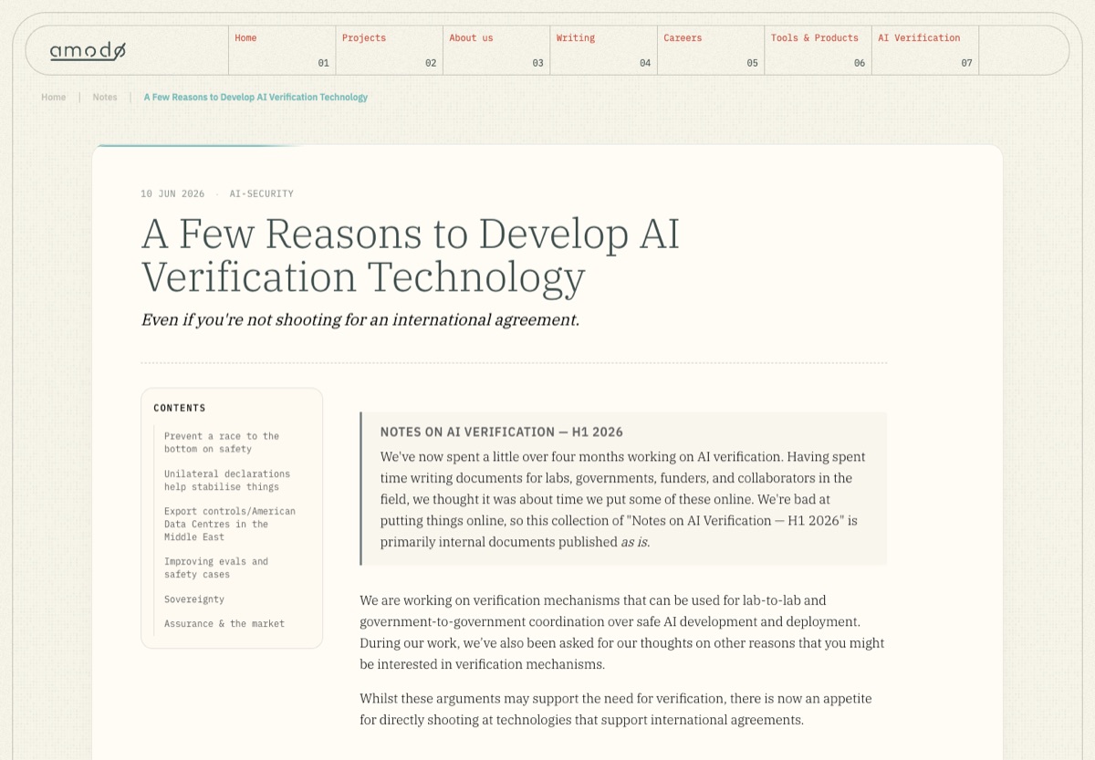 Amodo article on developing AI verification technology