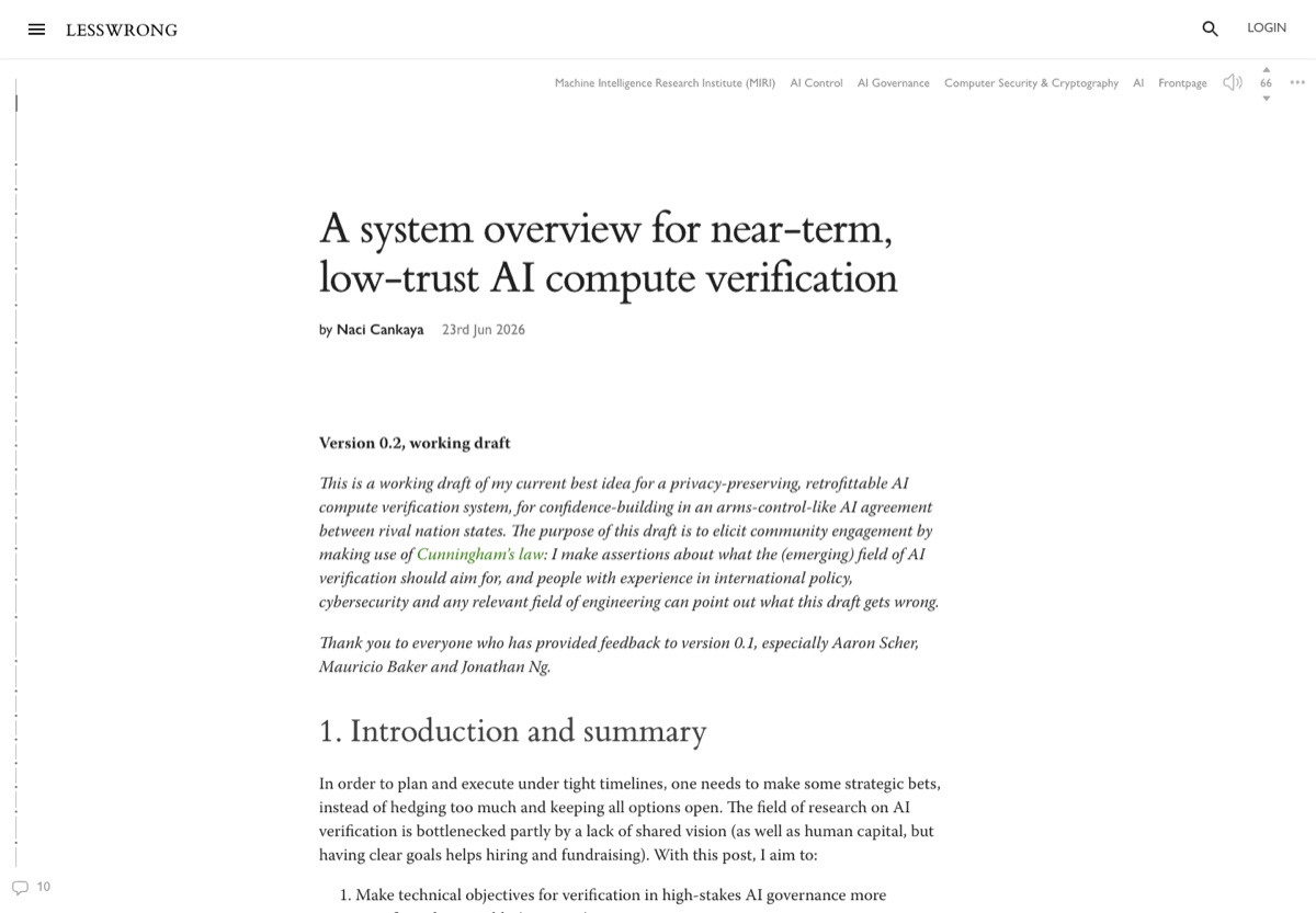 System overview for near-term low-trust AI compute